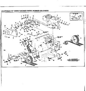 Wheel Assembly Diagram and Parts List for 536918003  Craftsman Snow Blower