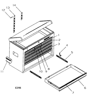 Tool Box Diagram and Parts List for 706V5044CH  Craftsman Tool Stand & Cart