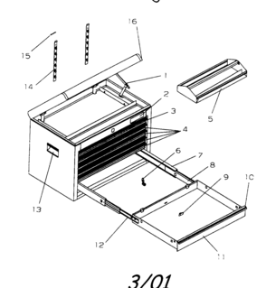 Cabinet Parts Diagram and Parts List for 706599270  Craftsman Tool Stand & Cart