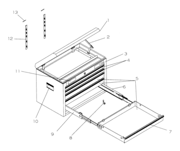 Tool Chest Diagram and Parts List for 706825270  Craftsman Tool Stand & Cart