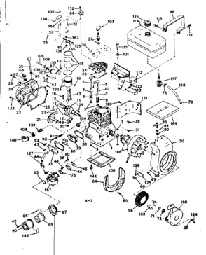 Basic Engine Diagram and Parts List for 143577042  Craftsman Engine
