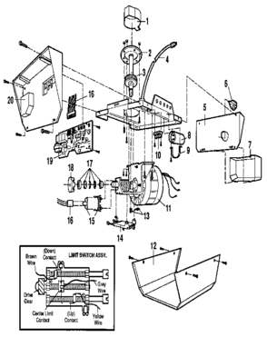 Chassis Assembly Diagram and Parts List for 13953425  Craftsman Garage Door Opener