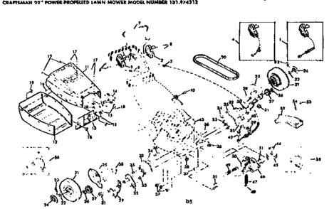 Axle Assembly Diagram and Parts List for 131974312  Craftsman Lawn Mower
