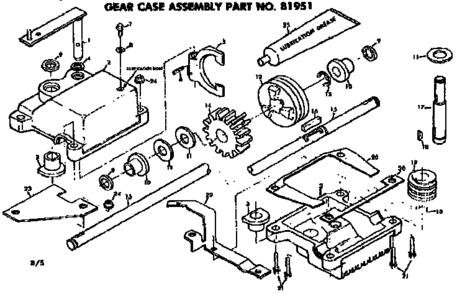 Gear Case No 8195 Diagram and Parts List for 131974111  Craftsman Lawn Mower