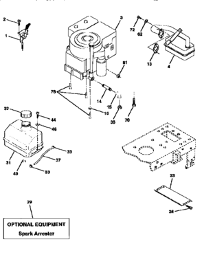 Engine Diagram and Parts List for 917252512  Craftsman Lawn Tractor