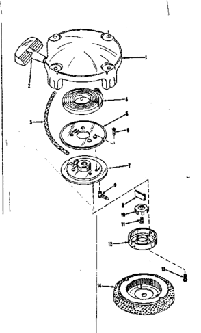 Rewind Starter No. 28319 Diagram and Parts List for 143105091  Craftsman Engine