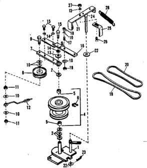 Pulley Assembly Diagram and Parts List for 84224068  Craftsman Snow Blower
