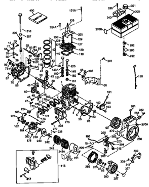 Replacement Parts Diagram and Parts List for 143959001  Craftsman Engine