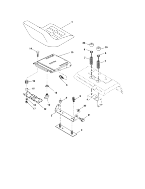 Seat Diagram and Parts List for 917276012  Craftsman Lawn Tractor