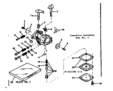 Carburetor Diagram and Parts List for 143151103  Craftsman Engine