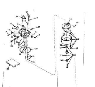 Carburetor No. 631063a Diagram and Parts List for 143567022  Craftsman Engine