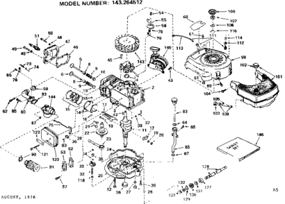 Replacement Parts Diagram and Parts List for 143264512  Craftsman Engine