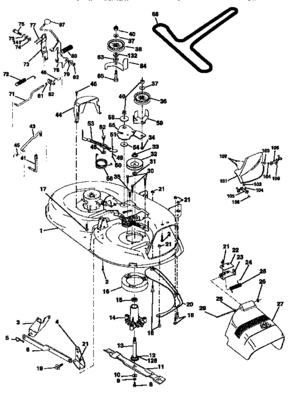 Mower Deck Diagram and Parts List for 917270621  Craftsman Lawn Tractor
