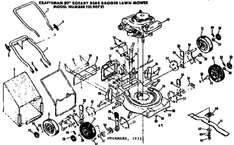 Replacement Parts Diagram and Parts List for 13190781  Craftsman Lawn Mower