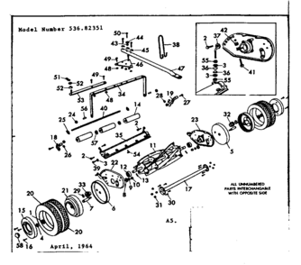Part Location Diagram of 26851 Craftsman Brush bar assembly