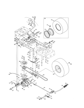 Transmission/wheel Assembly Diagram and Parts List for 247203790  Craftsman Lawn Tractor