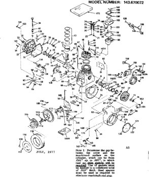 Replacement Parts Diagram and Parts List for 143670072  Craftsman Engine