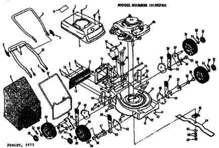 Replacement Parts Diagram and Parts List for 13190780  Craftsman Lawn Mower