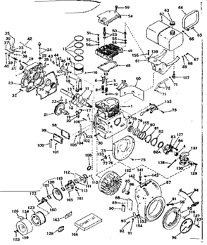 Basic Engine Diagram and Parts List for 143602082  Craftsman Engine