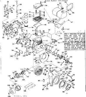 Engine Diagram and Parts List for 143652022  Craftsman Engine