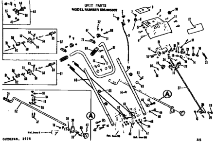 Handle Assembly Diagram and Parts List for 536905602  Craftsman Snow Blower