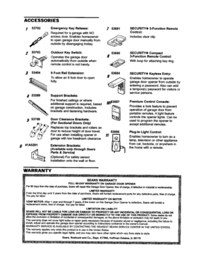 Accessories Diagram and Parts List for 13953992  Craftsman Garage Door Opener