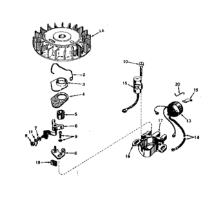 Magneto Diagram and Parts List for 143561172  Craftsman Engine