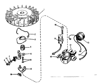 Model 143.122261 Uses Magneto No. 610665 Diagram and Parts List for 143122261  Craftsman Engine