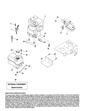 Engine Diagram and Parts List for 917253621  Craftsman Lawn Tractor