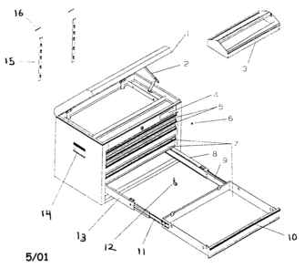 Cabinet Parts Diagram and Parts List for 706597140  Craftsman Tool Stand & Cart