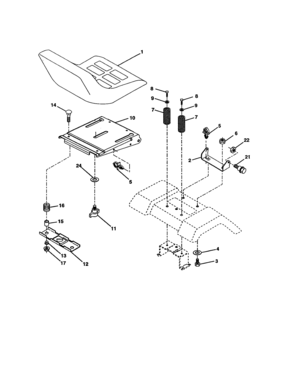 Seat Assembly Diagram and Parts List for 917277152  Craftsman Lawn Tractor