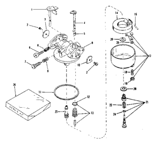 Carburetor No. 630885 Diagram and Parts List for 143126011  Craftsman Engine