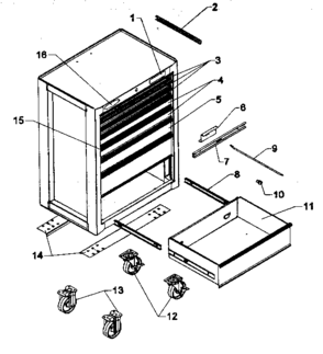 Cabinet Parts Diagram and Parts List for 706599093  Craftsman Tool Stand & Cart
