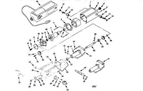 Motor Assembly Diagram and Parts List for 35123378  Craftsman Planer Jointer