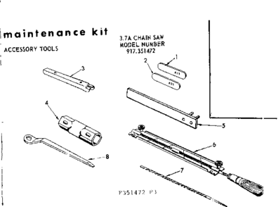 Accessory Tools Diagram and Parts List for 917351472  Craftsman Chainsaw