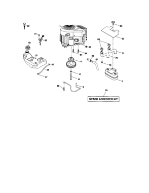 Engine Diagram and Parts List for 917276601  Craftsman Lawn Tractor