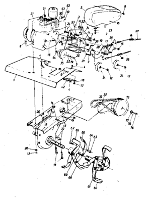 Engine Diagram and Parts List for 247298610  Craftsman Tiller