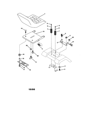 Seat Assembly Diagram and Parts List for 917270670  Craftsman Lawn Tractor