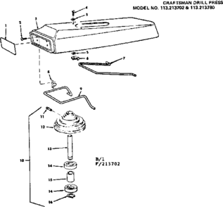 2 In. Drill Press Diagram and Parts List for 113213702  Craftsman Drill Press