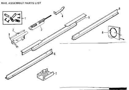Rail Assembly Parts Diagram and Parts List for 13953605  Craftsman Garage Door Opener