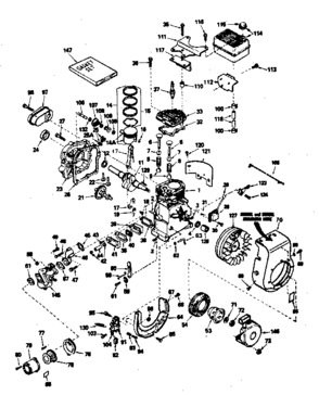 Basic Engine Diagram and Parts List for 143754072  Craftsman Engine