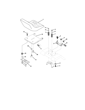 Seat Assembly Diagram and Parts List for 917271822  Craftsman Lawn Tractor
