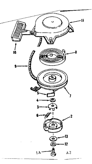 Rewind Starter No. 590374 Diagram and Parts List for 143131062  Craftsman Engine