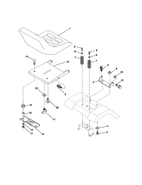 Seat Assembly Diagram and Parts List for 917277220  Craftsman Lawn Tractor