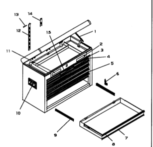 Tool Box Diagram and Parts List for 706596940  Craftsman Tool Stand & Cart