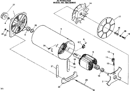 Alternator Diagram and Parts List for 580320642  Craftsman Engine