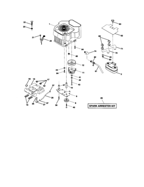 Engine Diagram and Parts List for 917272955  Craftsman Lawn Tractor