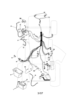 Electrical Diagram and Parts List for 917287071  Craftsman Lawn Tractor