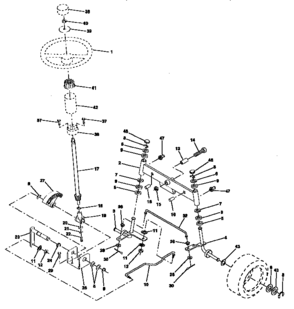 Steering Assembly Diagram and Parts List for 917257645  Craftsman Engine