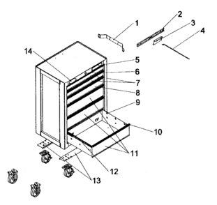 Cabinet Assy Diagram and Parts List for 706825800  Craftsman Tool Stand & Cart
